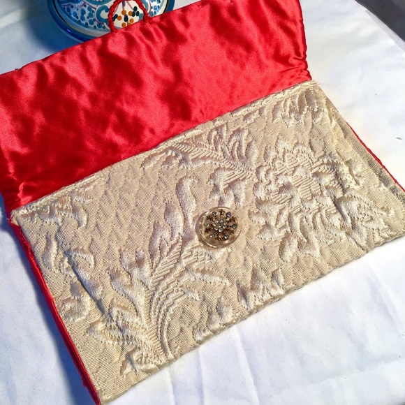 ❤️VINTAGE Damask & Silk Clutch - Picture 4 of 8